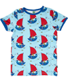 Småfolk light blue t-shirt with fun red sailboats