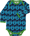 Småfolk blauwe baby body met appeltjes print