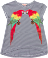Munster Kids Mooi Marine Gestreepte T-shirt Met Kleurrijke Papegaaien