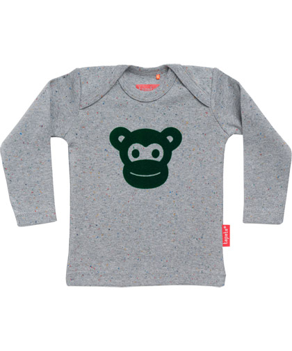 New! Tapete cool grey melange baby T-shirt with fun monkey face (Baby ...