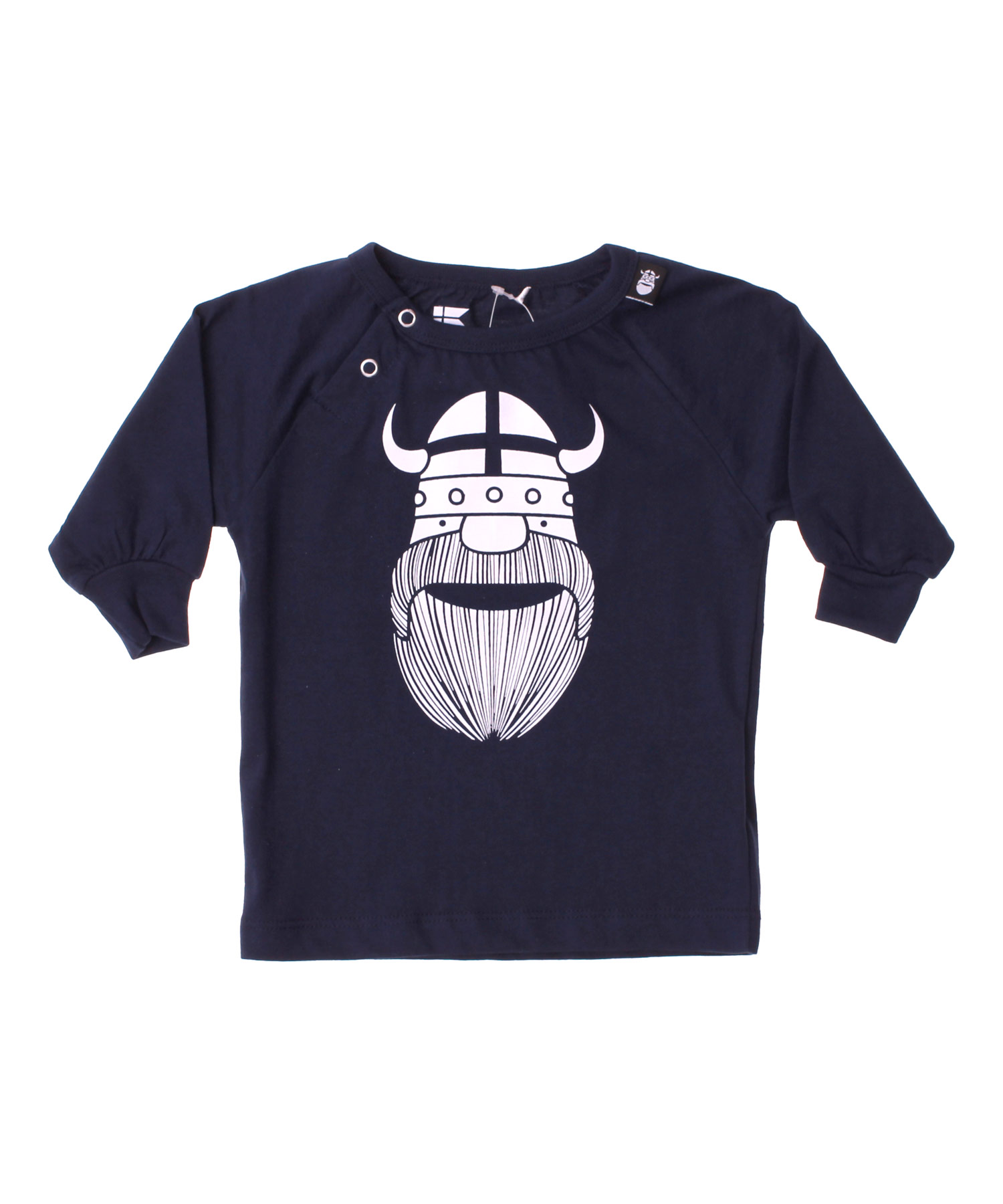 New! Danefæ adorable navy baby t-shirt with white Viking (Basic LS)