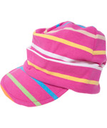 Melton super striped baby cap in pink