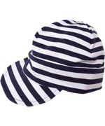 Melton super striped baby cap in navy
