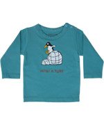 T-shirt vert d'eau pingouin et igloo par Mini A Ture
