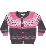 Minymo charcoal grey and pink knitted cardigan