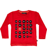 Minymo red longsleeve t-shirt with funny computer monsters