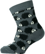 Melton baby socks with a funny hedgehog print