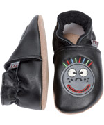 Melton leather slippers with a funny face
