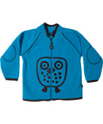 Ej Sikke Lej turquoise big owl fleece jacket