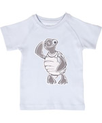 Wheat baby Tee with a funny, happy turtle