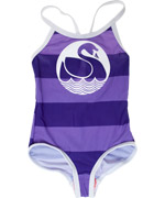 DanefÃ¦ sweet purple swimsuit with big swan print