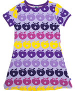 SmÃ¥folk charming purple dress with colorful apple print