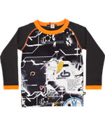 Molo zwarte t-shirt met robotprint en feloranje accenten