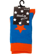 Molo electric blue socks with orange funky star, 2-pack
