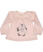 Wheat soft pink baby blouse with cow print
