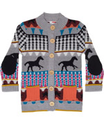 Name It colorful long grey cardigan with horse print