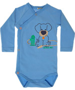 Name It organic blue wrap body with funky dog