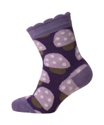 Melton lieve paarse sokjes met paddestoelenprint