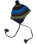 Melton blue striped baby hat with tassels