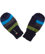 Melton blue striped baby mittens