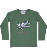 Mini a Ture leuke groene t-shirt met vliegtuigje