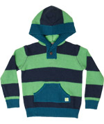 Katvig fancy green & blue knitted hoodie