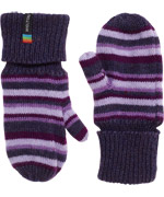 Melton purple striped toddler mittens