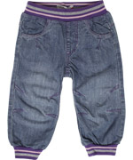 Name It baggy jeans pants met paarse elastiek