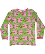 SmÃ¥folk groene t-shirt met lieve roze olifantjes