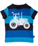 DanefÃ¦ blauw gestreepte t-shirt met grote traktor