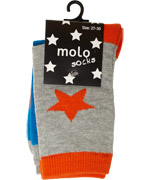 Molo 2-pack star socks with orange and blue