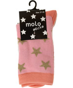 Molo 2-pack pink and gold star socks