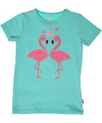 Name It mungroene t-shirt met verliefde flamingos
