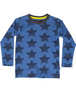 Minymo basis blauwe t-shirt met toffe sterrenprint