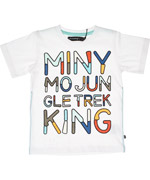 Minymo witte t-shirt met kleurrijke letters voor avonturiers