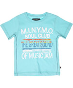 Minymo fel turquoise zomer t-shirt met 'soul club' print