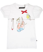 Minymo lovely white t-shirt with glitter shoes