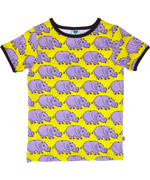 SmÃ¥folk yellow t-shirt with fun hippos