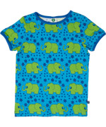 SmÃ¥folk funky blue t-shirt with happy elephants and stars