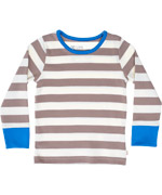 Katvig soft creamy striped organic t-shirt with blue details