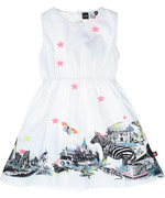 Molo fantastic cotton dress with black and white print and fluo details