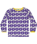 SmÃ¥folk purple apple printed t-shirt with yellow border
