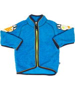 Molo fantastisch blauwe teddy fleece vest met fluo geel