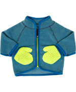 Molo wonderful blue fleece jacket with fluo knitted pockets