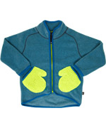 Molo wonderful blue junior fleece jacket with fluo knitted pockets