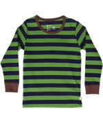 T-shirt en coton bio Ã  rayures vertes et brunes par Katvig