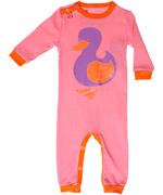 Danefae soft cotton pink playsuit with cute purple ducklin