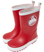 Danefae gorgeous red rubberboots with white swan patch