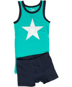 Name It mint green top with star print and navy boxers