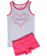 Name It sweet heart grey printed top with fuchsia boxers